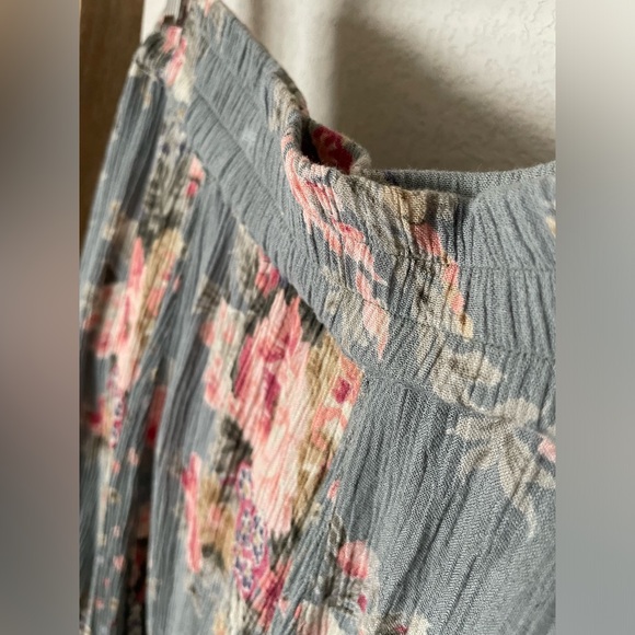 Sage Green and Floral Flowy Bobo Maxi Skirt | Size Medium - Picture 4 of 6